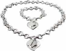 Ketting + armband dubbel hart 508